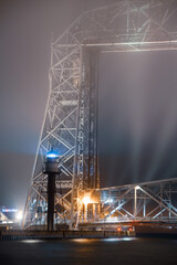 oil refinery at night