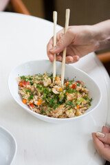 Freshly cooked fried rice