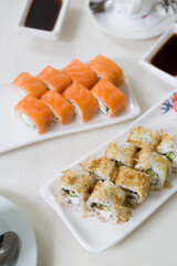 Japanese sushi rolls served for lunch