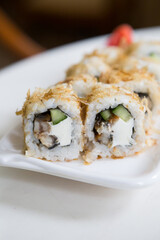 Japanese sushi rolls served for lunch