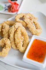 Fried in tempura squid rings