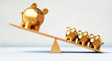 Golden piggy bank seesaw in balance © peterschreiber.media