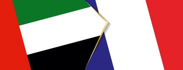 United Arab Emirates and France flags, two vector flags.