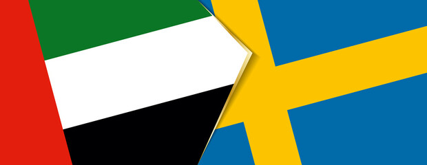 United Arab Emirates and Sweden flags, two vector flags.