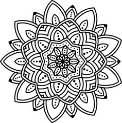 Luxury ornamental mandala Pattern Design Vector Illustration in Black and White color