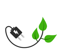 Green plug  icon. Eco energy power socket.