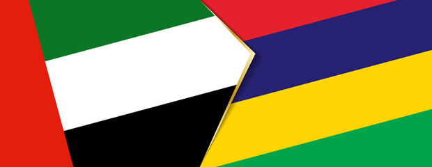 United Arab Emirates and Mauritius flags, two vector flags.