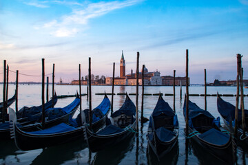 Gondola station at the Lagoon of Venice