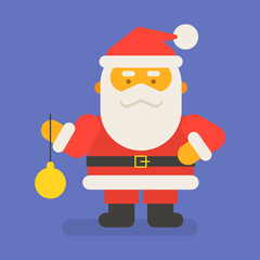 Santa Claus holding christmas toy. Vector character