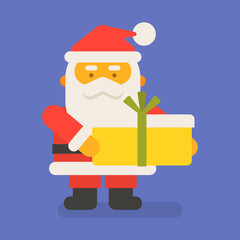 Santa Claus holding big gift. Vector character