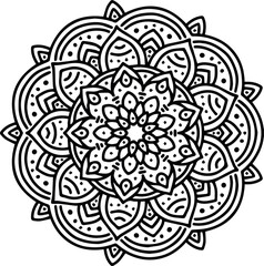 Luxury ornamental mandala Pattern Design Vector Illustration in Black and White color
