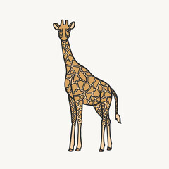 Hand drawn veсtor illustration of a giraffe isolated on light background