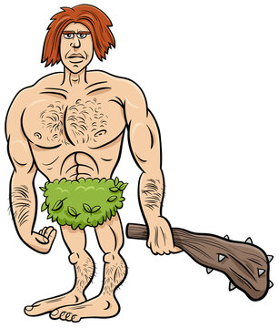 prehistoric primitive man cartoon illustration
