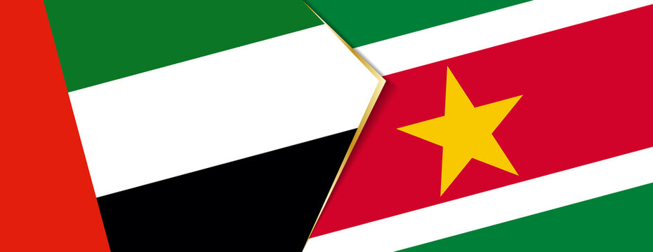 United Arab Emirates and Suriname flags, two vector flags.