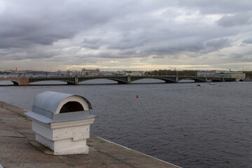 Fototapeta na wymiar ventilation channels on the roof of the Peter and Paul fortress passages, Saint Petersburg, autumn 2020