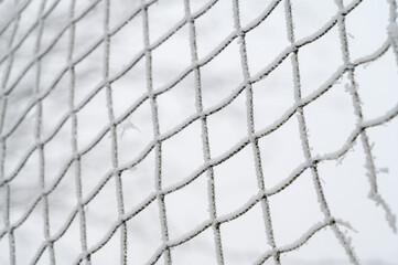 Fototapeta premium rag net in frost on a white background