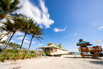 Sunny Isles Beach fishing pier and lifeguard stand
