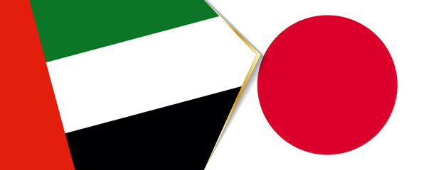 United Arab Emirates and Japan flags, two vector flags.