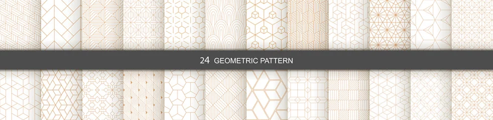 Fotobehang Set of vector Geometric seamless patterns. Abstract geometric  hexagonal  graphic design print 3d cubes pattern. Seamless  geometric cubes pattern. © Viktoriia