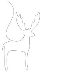 Deer animal drawing on white background. Vector illustration