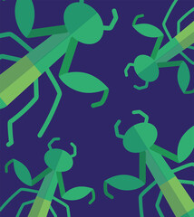 mantis insects animal cartoon on blue background