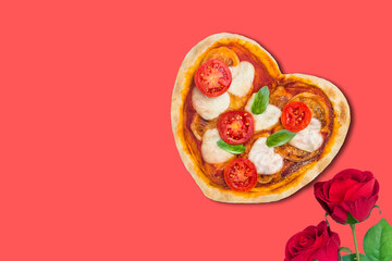 heart-shaped pizza for a special evening