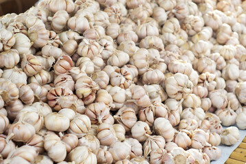 Lots of organic garlic on the stalls at thailand market