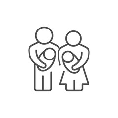 Parents and baby line outline icon