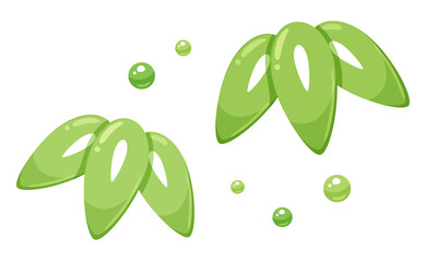 光沢のあるかわいい竹の葉のイラスト