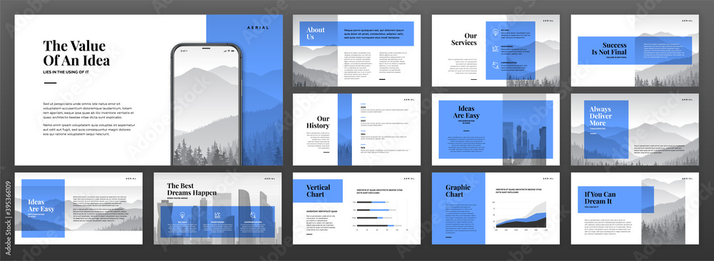 Wall mural creative powerpoint presentation templates set. use for modern keynote presentation background, broc