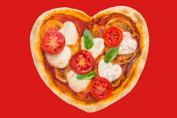 heart-shaped pizza for a special evening