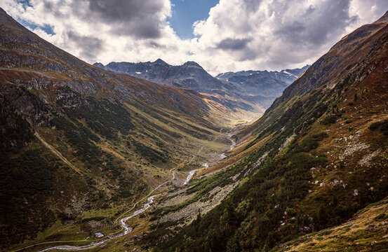 pass road, alps, mountains, fl&uuml;ela pass, valley
