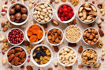 Nuts and dried fruits assortment.