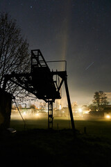 Old skiing lift in the night