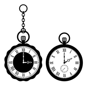 recommend clip art: Old pocket watch vector icon