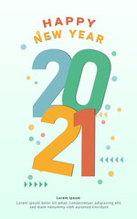 Fototapeta premium Colored 2021 Happy New Year. Elegant design of colorful 2021 logo numbers. Christmas vector illustration. Isolated on white background.