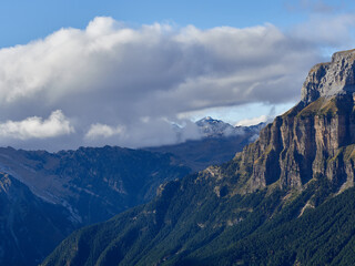 Views of parts of the Ordesa valley from the viewpoints, Aragonese Pyrenees, Spain