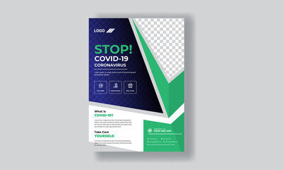 Stop COVID 19 Coronavirus Campaign Flyer and Poster Design, Professional editable medical flyer design