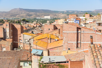 Fototapeta na wymiar cityscape over Fraga city, province of Huesca, Aragon, Spain