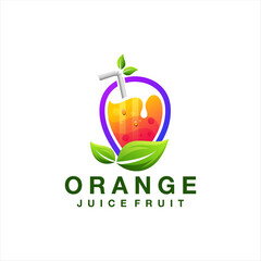 orange juice fruit logo design