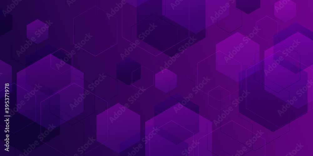 Wall mural modern future purple abstract game background with hexagon shape element. vector illustration design - Wall murals