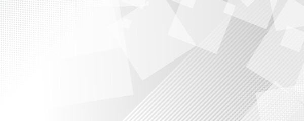 Fototapeta premium White grey gray banner web template abstract white square shape with futuristic concept background