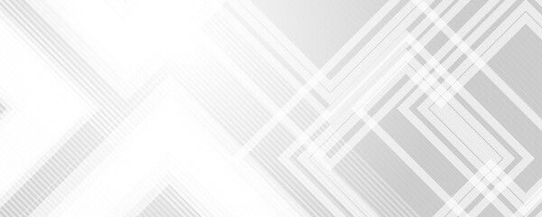 White grey abstract banner background with light and shiny square shape
