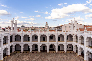 Courtyard of San Felipe de Neri monastery in Sucre, Bolivia