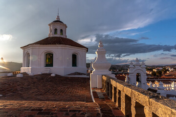 View of Felipe Neri monastery rooftop in Sucre, Bolivia