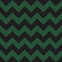 Zig zag Christmas and new year pattern. Regular chevron stripes of black and green color. Classic zigzag lines abstract geometry background. Seamless texture print. Vector illustration