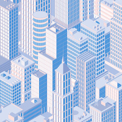 Fototapeta premium Isometric city skyline. Vector illustration in flat design.