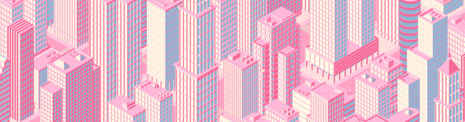 Isometric city centre. Vector illustration in flat design.