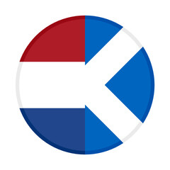 round icon with netherlands and scotland flags, isolated on white background	