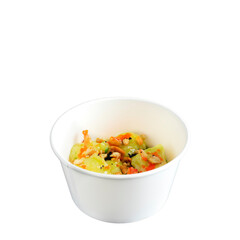 Shrimps In Sweet Wasabi Mayo Sauce. Vasabi Prawns In Green Spicy Dish. Asian China Or Thai Crunch Seafood, Front View, Isolated On White Square Banner.